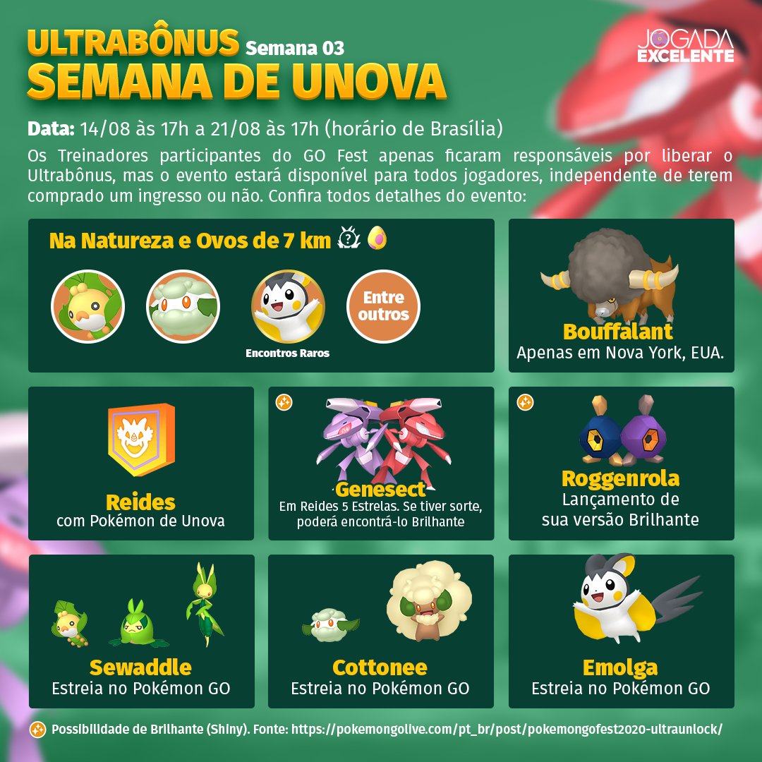 Jogada Excelente on X: Pokémon GO: Chefes de Reides disponíveis durante a  primeira parte do evento em celebração ao lançamento de Pokémon Brilliant  Diamond e Shining Pearl. ⠀ Data: 16/11 às 10h