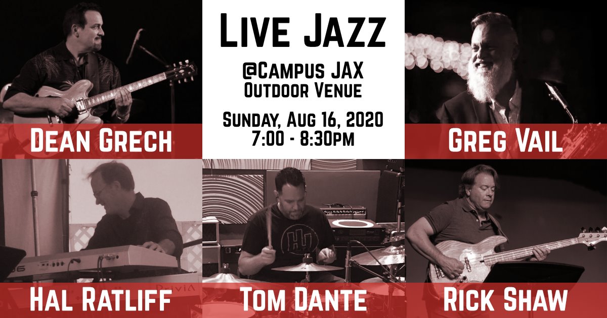 gvSAXBOY's tweet image. Dean Grech, Greg Vail, Tom Dante, Rick Shaw, and Hal Ratliff will be playing their mix of modern jazz, Latin jazz, and standards in a beautiful outdoor venue (with social distancing).
Tickets available now!
campusjax.seatengine.com/shows/129564 #Gregvailsax #gregvail #saxophone #saxophonist
