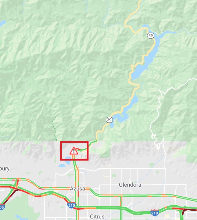 The Ranch Fire: NB State Route 39 CLOSED at Sierra Madre Ave. & SB SR-39 CLOSED at East Fork Rd. Brush fire spreading rapidly. Unknown duration. #SR39 #RanchFire