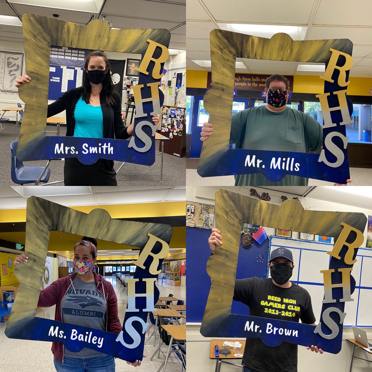 Our teachers wear masks for Raider Nation! - When we return to school, please remember to protect yourself and others by wearing a mask and social distancing by staying six feet away from others when possible! 💙💛 Stay safe Raiders!