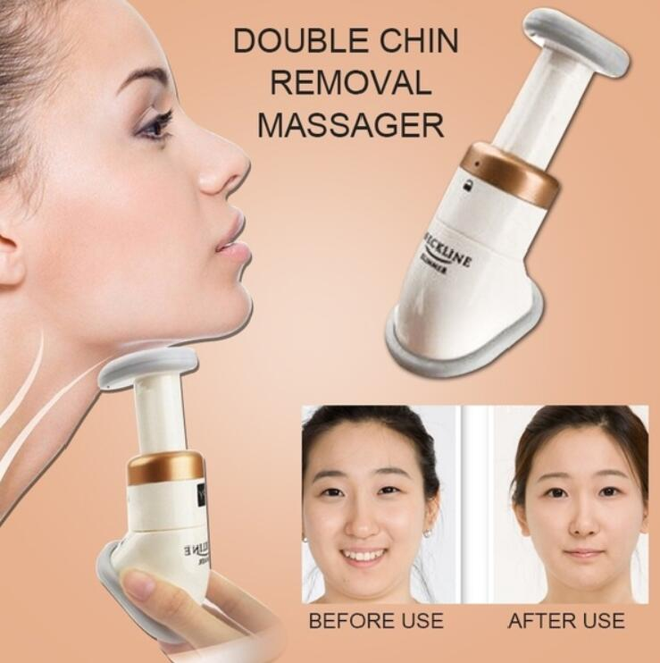 ahh, a double chin removal massager. this one is funny because they show you how it works...