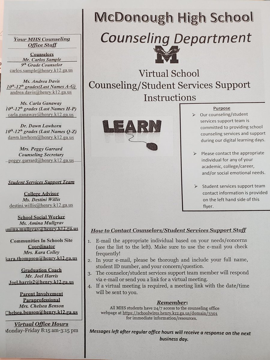drchonhester's tweet image. School counselors &amp;amp; grad coaches are ready to actively support &amp;amp; engage students! @MaddenSupports @henry_sel @counseling_team
@HighMcdonough
@WMScounslrs
#HCSreadytolearnchallenge @OlaHSCounseling @ELHS_Counseling
