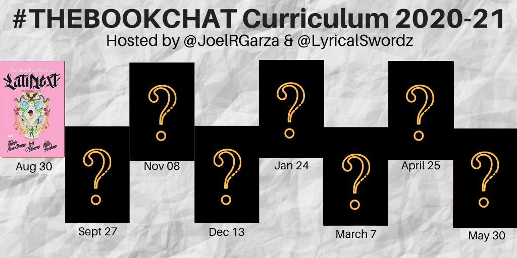By now you know that our first text will be LatiNext on August 30, but what about all the rest? Tune in next week as we'll reveal #THEBOOKCHAT curriculum! Join <a href="/JoelRGarza/">Joel /hō•ÉL/ Garza is cofounder of #THEBOOKCHAT 📓</a>, me, and a bunch of incredible guest hosts for a year of deliberate reading—for ourselves and our students.