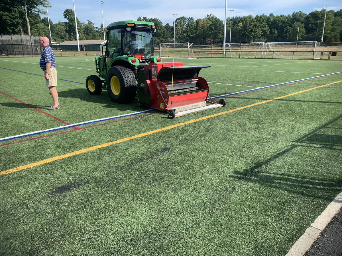 BPolimer's tweet photo. Thanks to #shewsburylandscapes for the deep cleaning our Field 1. @Redexim makes a great unit. Stadium field will be done in mid September. #sportsturf #syntheticmaintenance https://t.co/kpk4axSl7M