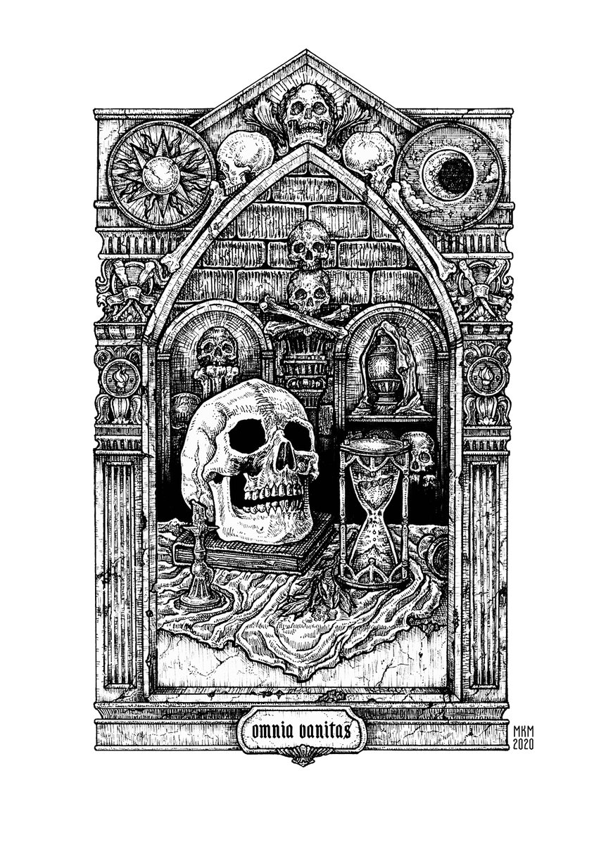 MiriamKarina's tweet photo. I forgot to post it here, I finished this commissioned piece yesterday, it took several months actually (because of my messy time management)

#illustration #art #ink #darkart #skulls https://t.co/uUCvqvFFfJ