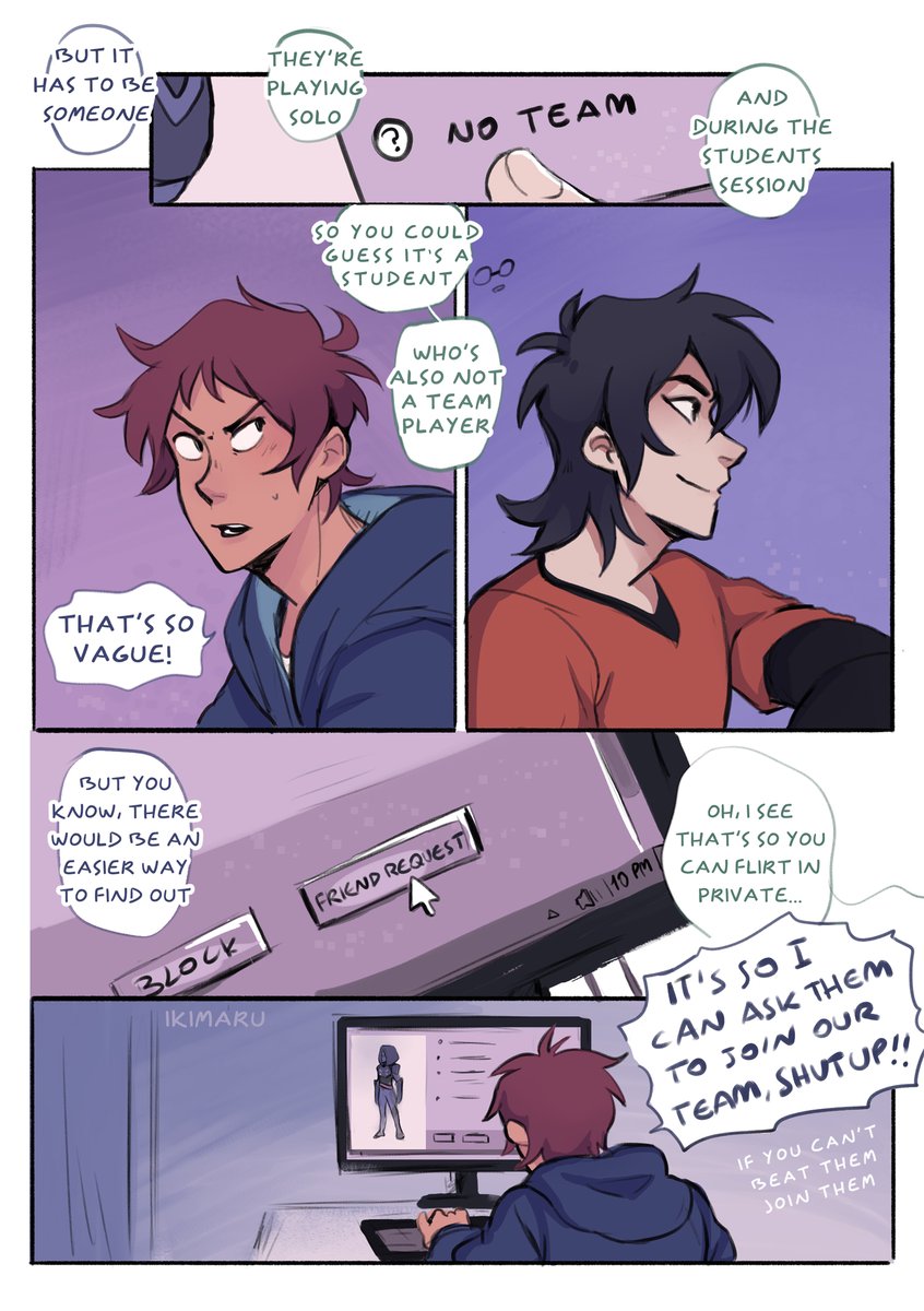 ikimaruart's tweet image. Part 2 of the college/game AU! Lance's masterplan....