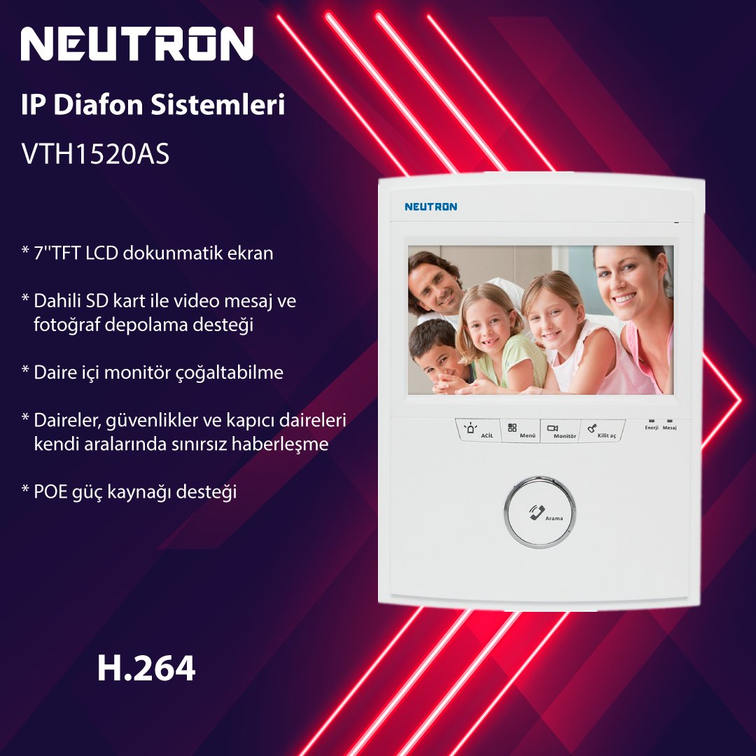 Neutrontekno's tweet photo. Neutron IP Diafon Sistemleri
Ürün Kodu: VTH1520AS
Ürün Özellikleri:https://t.co/VhOmnlDJaA
#videointercom #intercom #entryphone #systems https://t.co/TW8rAtwt2k