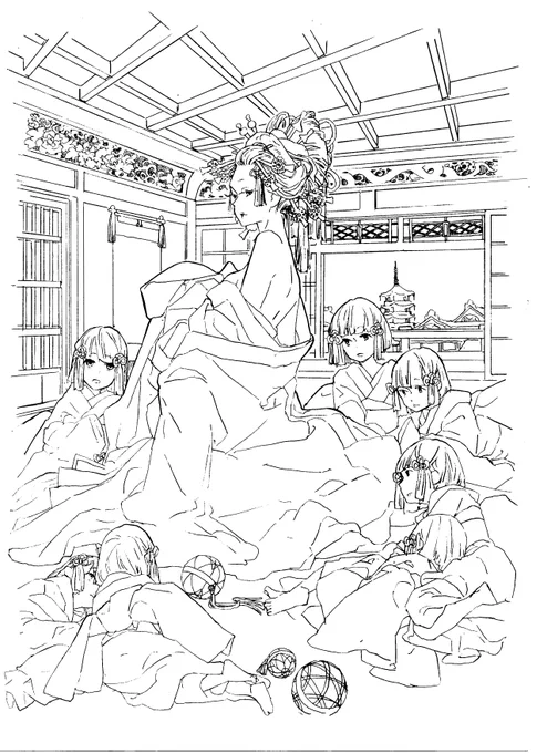 いつか色塗り以下略
お盆だけど出かけるのも何だし…という方は
ご自由にぬりえ遊びに使ってくだされば。 