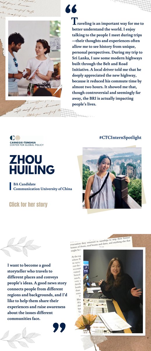 CarnegieChina's tweet photo. #CTCInternSpotlight Zhou Huiling, a 2020 summer Carnegie–Tsinghua Young Ambassador on the communications team, discusses how travel and journalism help her understand the world.
👇 Click on the image for Huiling’s insights. https://t.co/WI1kzBwegq