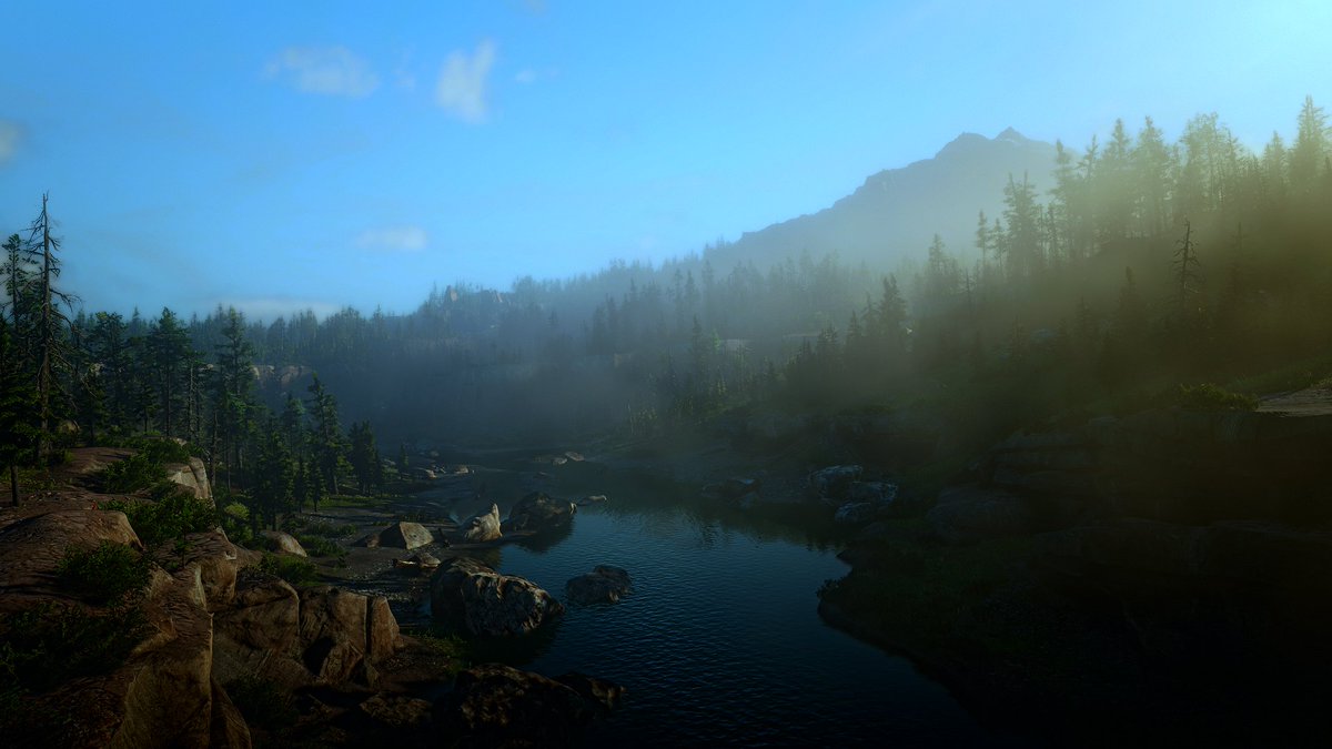  #RDR2Photomode  #RDR2  #RDR2Online  #RedDeadOnline  #RedDeadRedemption2  #PS4share First three are originals, with the fourth one to make it a bit cool and give it the dawn effects (or something). Still, happy with the result. I like less fog definitely.