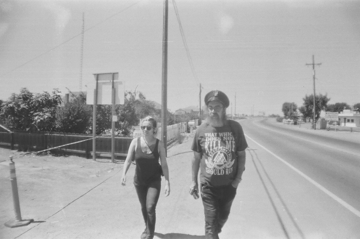 Out in the middle of nowhere, where I live now. Walking downtown with Mercedes, Rose of Rose and Viktor.