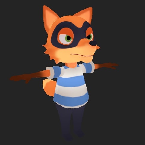 pudding_lychee's tweet photo. The fox thief is now textured for #nohonouramongthieves i like the just base colour more and am wondering if we can do the whole game like that :/ #gameart #3dartist #3dart #characterart #character #foxthief #3dmodeling #texture #maya #SubstancePainter #digitalart #gamedev https://t.co/YNCohdvLUy