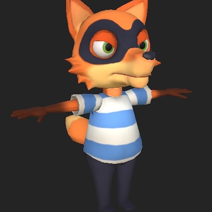 pudding_lychee's tweet photo. The fox thief is now textured for #nohonouramongthieves i like the just base colour more and am wondering if we can do the whole game like that :/ #gameart #3dartist #3dart #characterart #character #foxthief #3dmodeling #texture #maya #SubstancePainter #digitalart #gamedev https://t.co/YNCohdvLUy