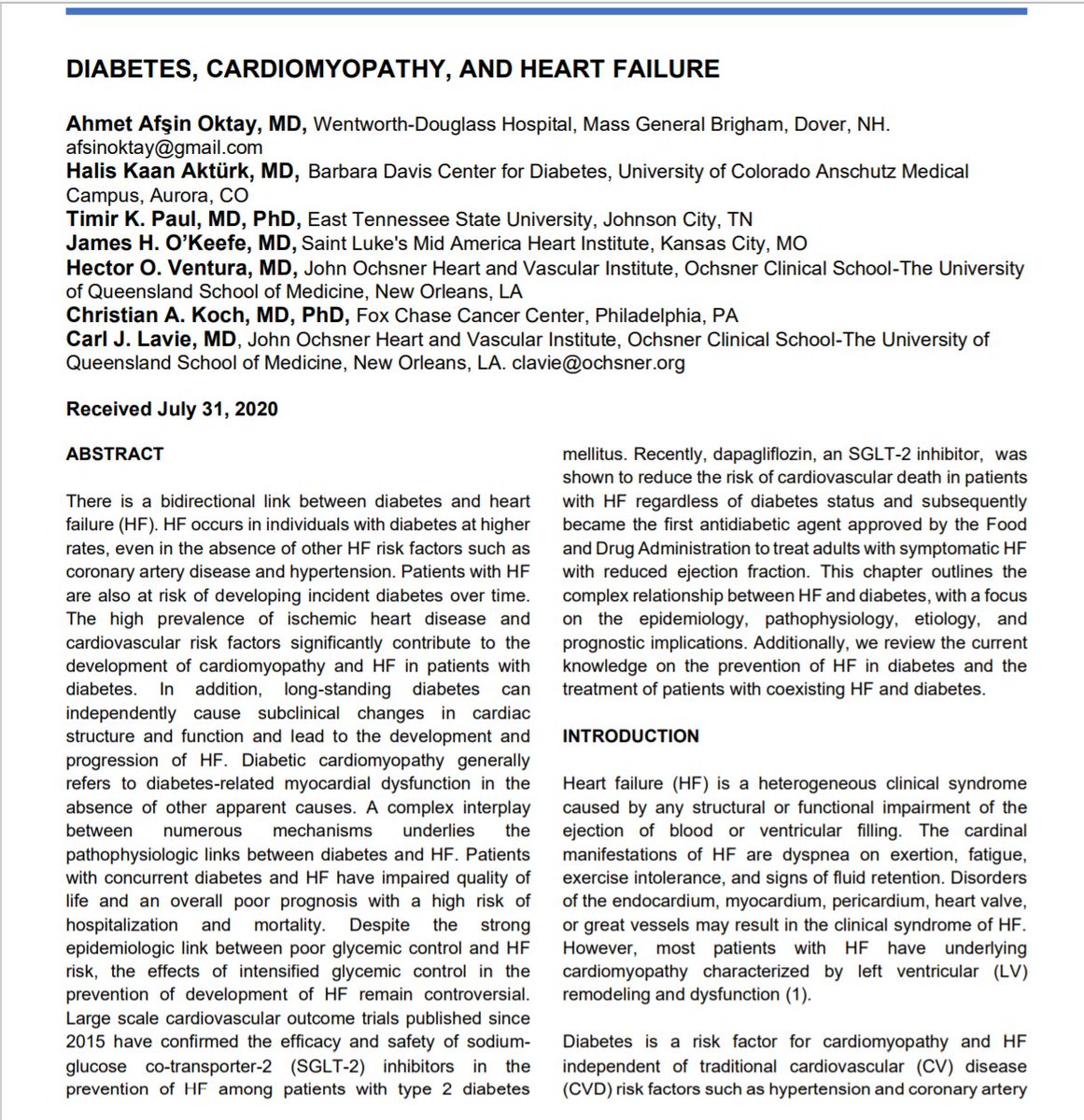 timir_paul's tweet photo. We just published this comprehensive updated review on "diabetes, cardiomyopathy and heart failure" https://t.co/xJNGC2RrPa