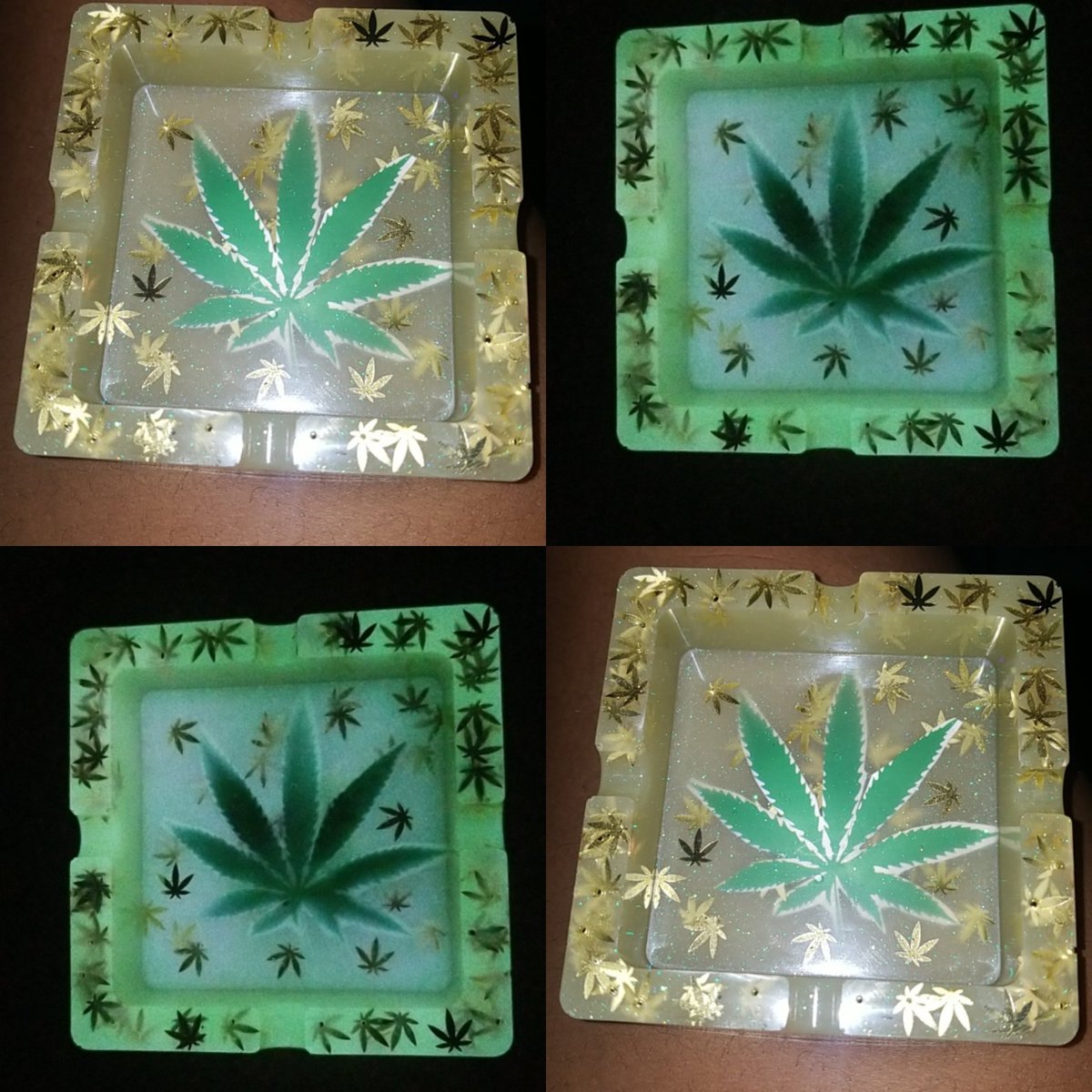 EbbsView's tweet photo. I'm really starting 2 be dope at this #1stSold #Customized #GlowInTheDark #Ashtray #GoldGreen https://t.co/CfhXgOsBhf