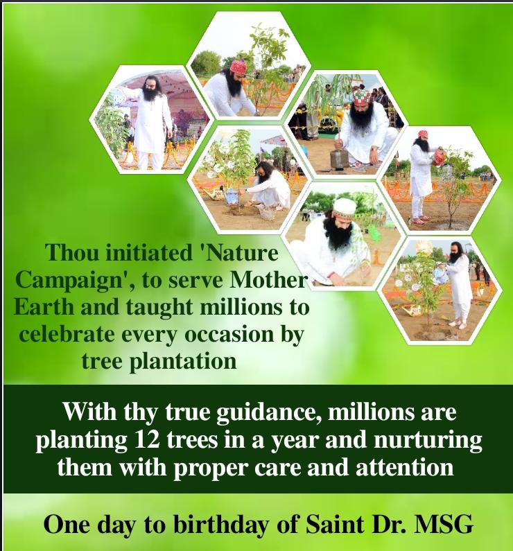 MohobbatPaak's tweet photo. It's #FestivalOfMillionsInOneDay as there is only 1 Day to Saint Dr. @Gurmeetramrahim Ji's birthday and fans are excited to plant trees at their homes and farms. Every year, on Dr. MSG's birthday, millions of His fans plant lakhs of saplings with His pious motivation. https://t.co/rFUI1AUm1F