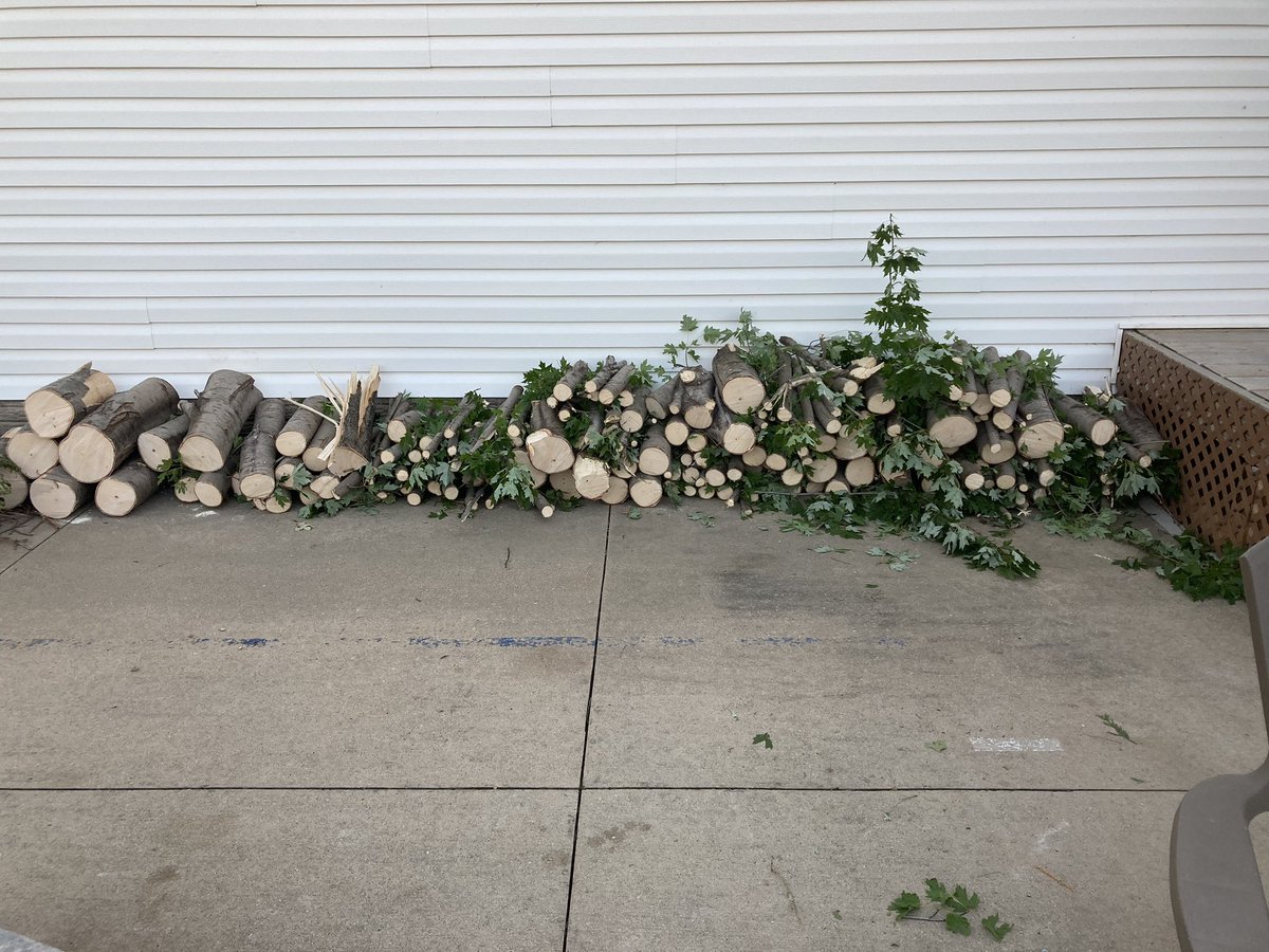 MunchRev's tweet image. This is the tree my daughters and I planted 17 years ago when we moved into this house. Lots of people in our city have trees like this now. Most of us have been without power since Monday noon and mostly lost roofs, trees and some vehicles. It was a very different storm for Iowa