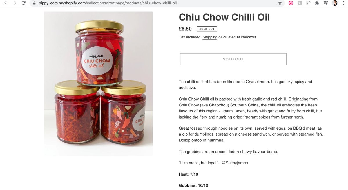 and yes, she sells bespoke chili oils and chili crisp. her testimonials point out they're like crystal meth and crack!ok, i'm going to log off now for my sanity 