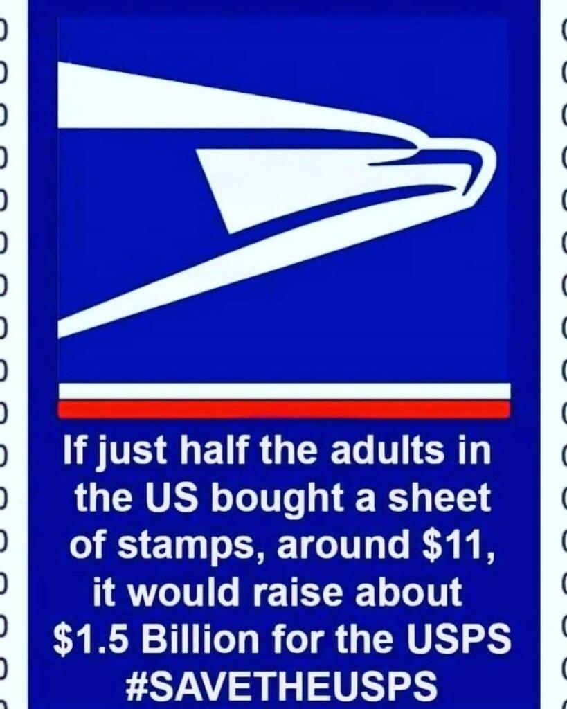 TredyChildren's tweet photo. Consider buying a few books of stamps. #savetheusps https://t.co/rrtl4xesGS https://t.co/KYGfNmBHX6