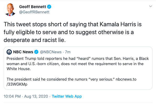 Speaking clearly and bluntly, NBC's White House correspondent  @GeoffRBennett shows NBC's social media team that it needs to learn the "truth sandwich" method for reporting a false or misleading claim.  via  @BGrueskin