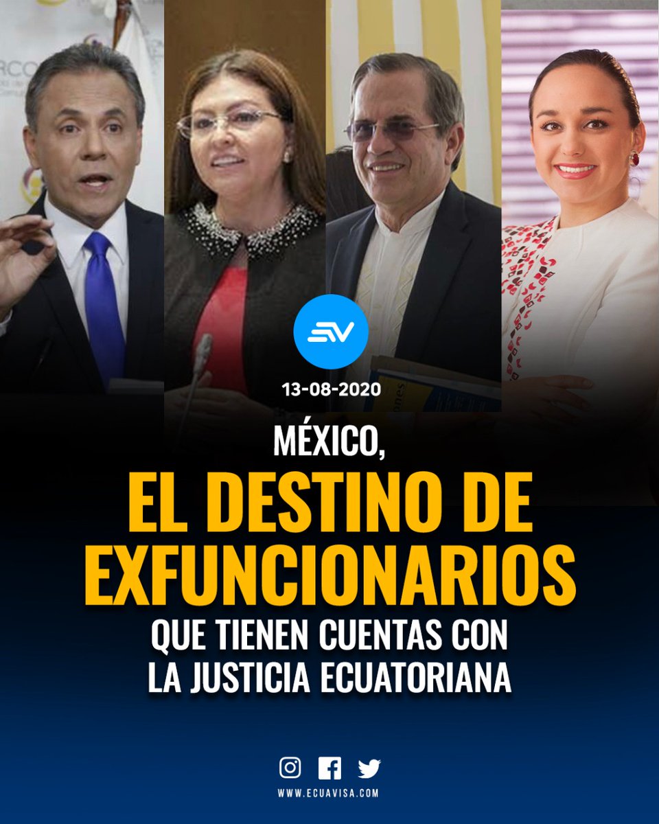 EcuavisaInforma's tweet photo. 🔴 La larga lista de exfuncionarios que huyeron del país y que tienen cuentas pendientes con la justicia ecuatoriana. 👉 https://t.co/EGte57sYC0 https://t.co/AF6y6HOV3U