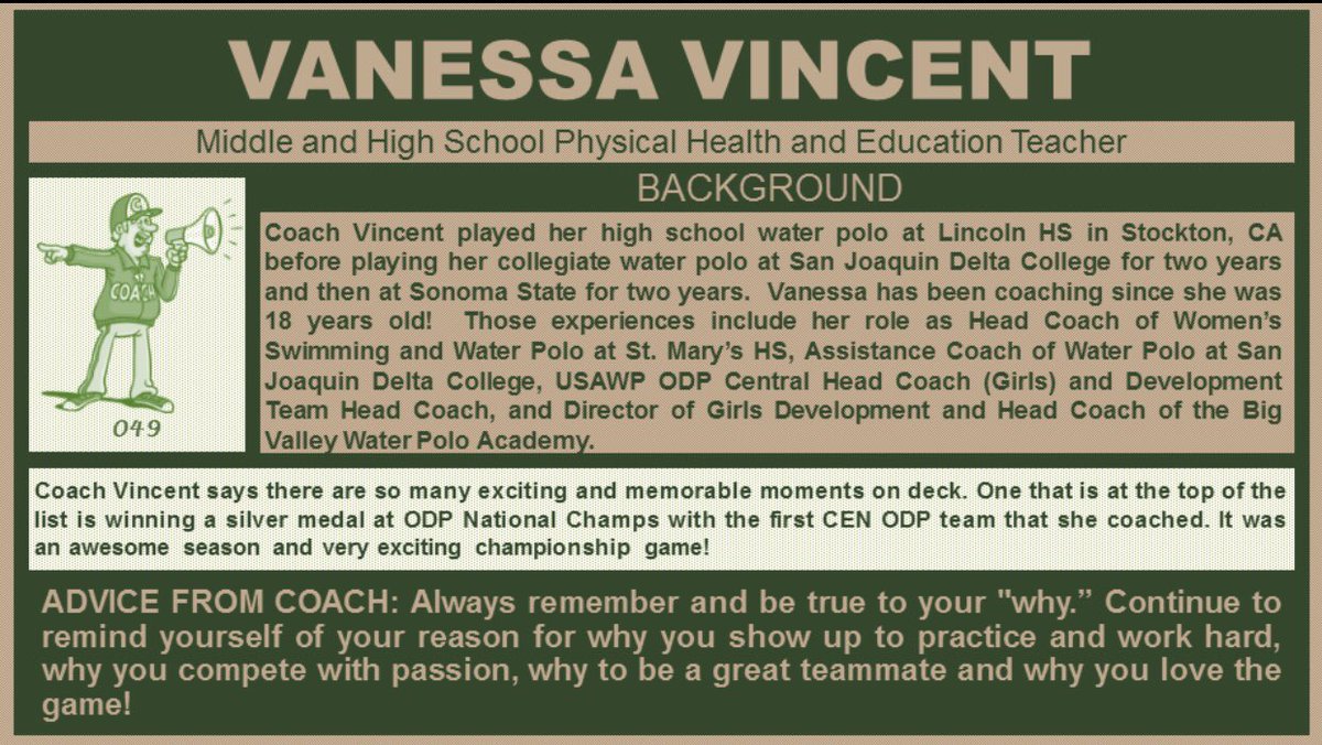 Thank you Coach Vanessa for all you do for the girls in the <a href="/ODPCentralZone/">Central Zone ODP</a> ! We appreciate your hard work and dedication to the program. <a href="/USAWP/">USA Water Polo</a>