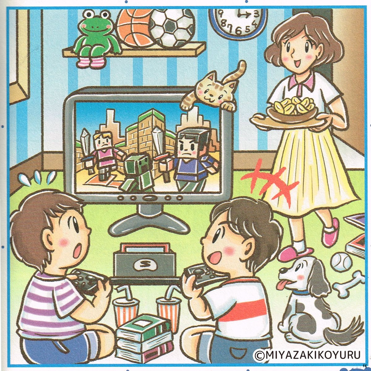 みやざきこゆる クリエポf 22 お仕事報告 コンビニ限定まちがいさがし館プチvol 8 株 ワークスのイラスト 3点制作しました お気に入りはゲームにイラスト よく昔友達の家に遊び行ってゲームしたなぁ 本屋さんでお見かけの際はよろしくお願いし