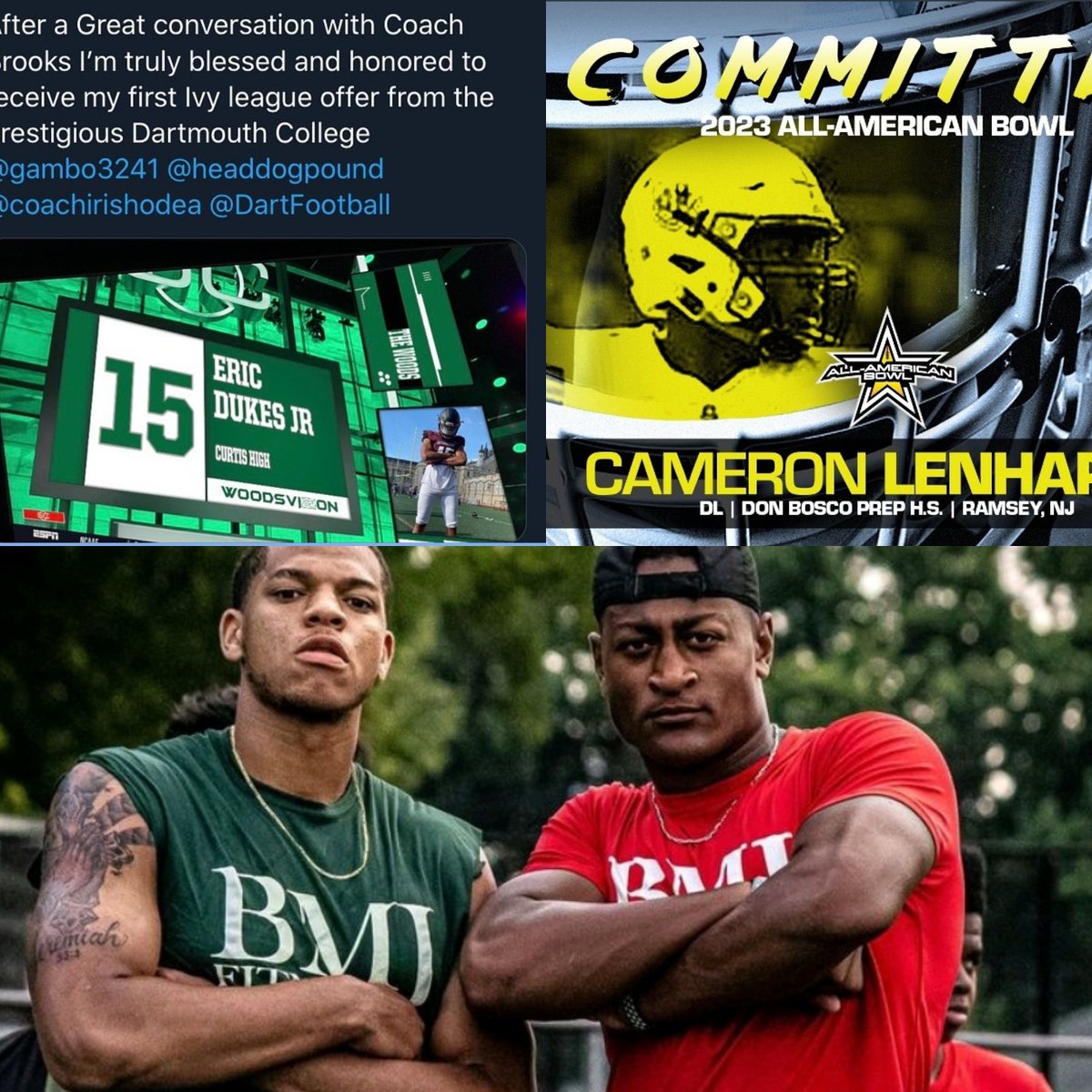 bali_johnsonBMJ's tweet photo. BMJ . CONGRATS TO ERIC AND CAM. ERIC EARNED ANOTHER OFFER FROM DARTMOUTH AND CAM COMMITTED TO PLAY IN THE ALL AMERICAN BOWL FOR 2023. BMJ BUILDS A DIFFERENT BAND ON MAN. @BACKOFMYJERSEY_LLC #FOOTBALLTRAINING #NYCTRAINING https://t.co/IfeHaNcNke