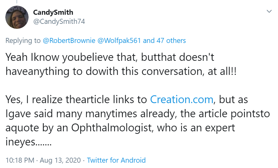 TakeThatDarwin's tweet photo. "Read this tweet," I said to my eleven-year-old son, "and see how long—"
He burst out laughing.
"—it takes before, okay, never mind, you're already laughing," I finished lamely.
"Butthat," he said. "Nice tweet, yo."

And it IS. #NiceTweetYo #Butthat https://t.co/UnjtA57x5E