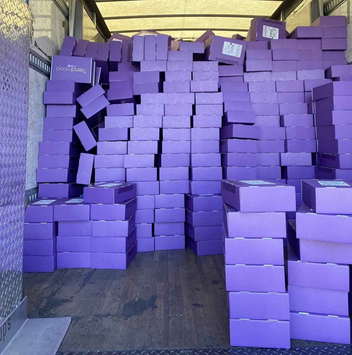 A Truck Full of Purple Boxes 💜📦 We started to ship some of the boxes today 🙌🏼 @trendmoodbox We can’t wait to see your stories, videos, pictures. This box is our baby and born out of love and a lot of passion. Thank you so much for all the love and support! We love you!! 💜💋