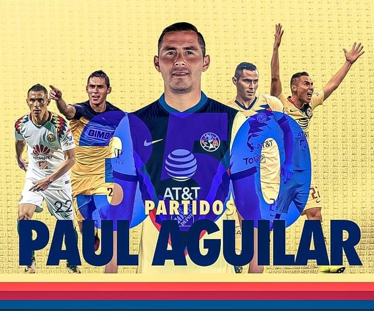 👏👏👏 ¡Venga, ©️api! 
Paul Aguilar cumple esta noche 3⃣5⃣0⃣ partidos oficiales defendiendo nuestros colores 🔸🔷🔸
#ClubAmerica #PaulAguilar