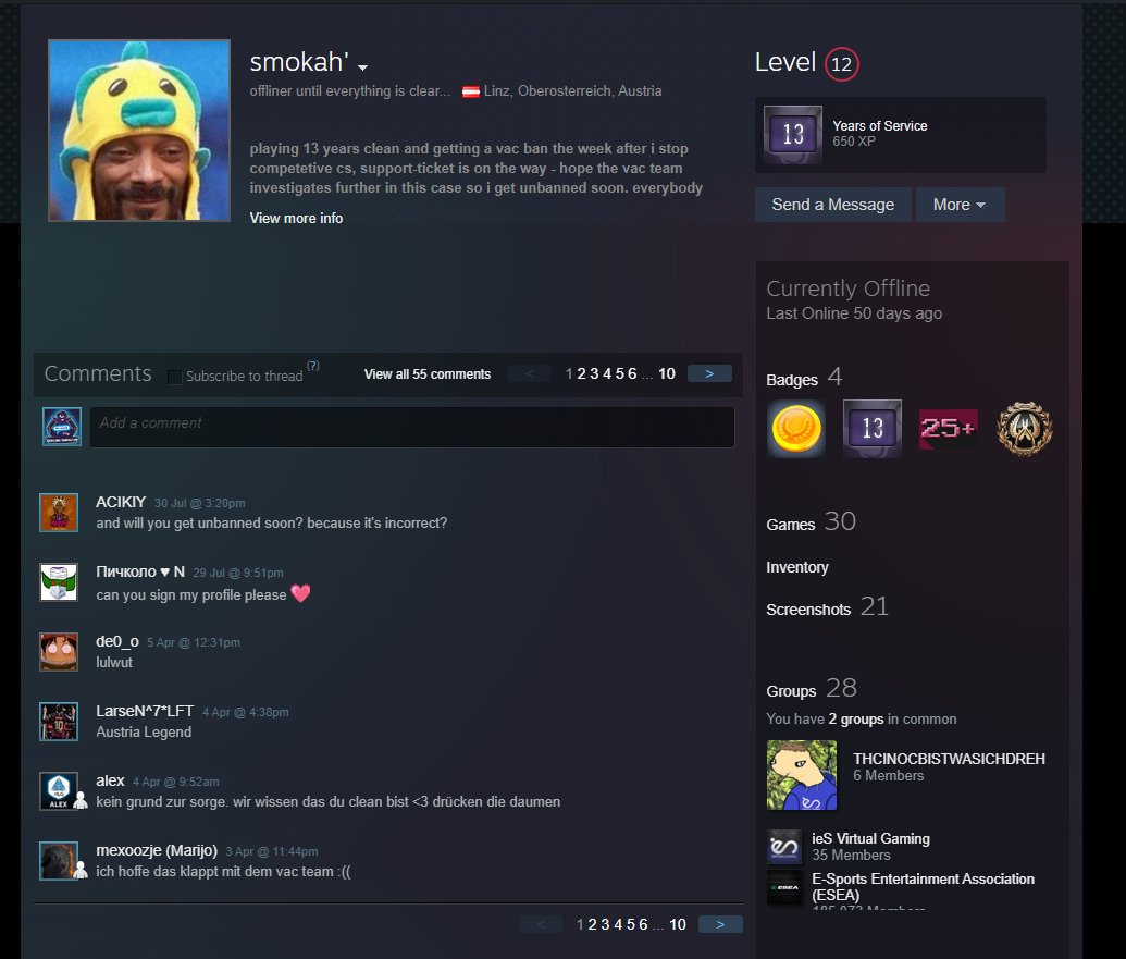 . <a href="/smokahCSGO/">smokah'</a> dein VAC ist weg?? ❤️❤️