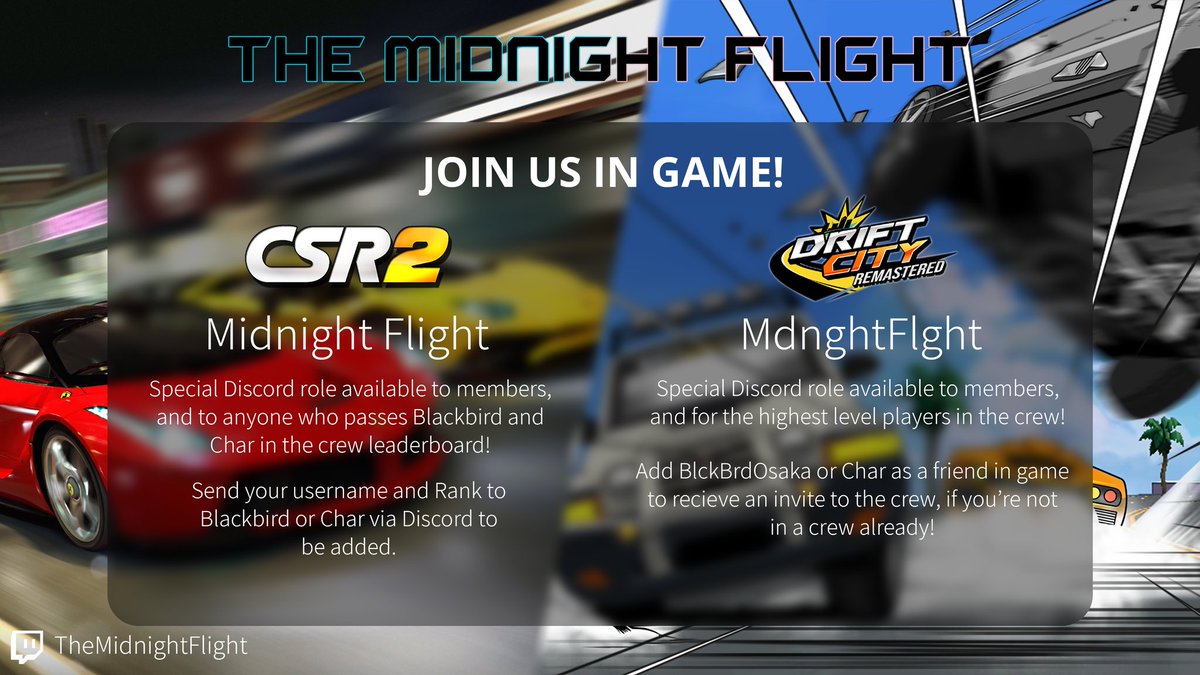 TMF_Twitch's tweet photo. Want to get in and play some games with us? Well, were happy to announce that there's a way to do that! You can now join us on @CSRRacing and @dcremastered ! 

You can find our Discord link on our Twitch page! https://t.co/LBTIvMMvtu