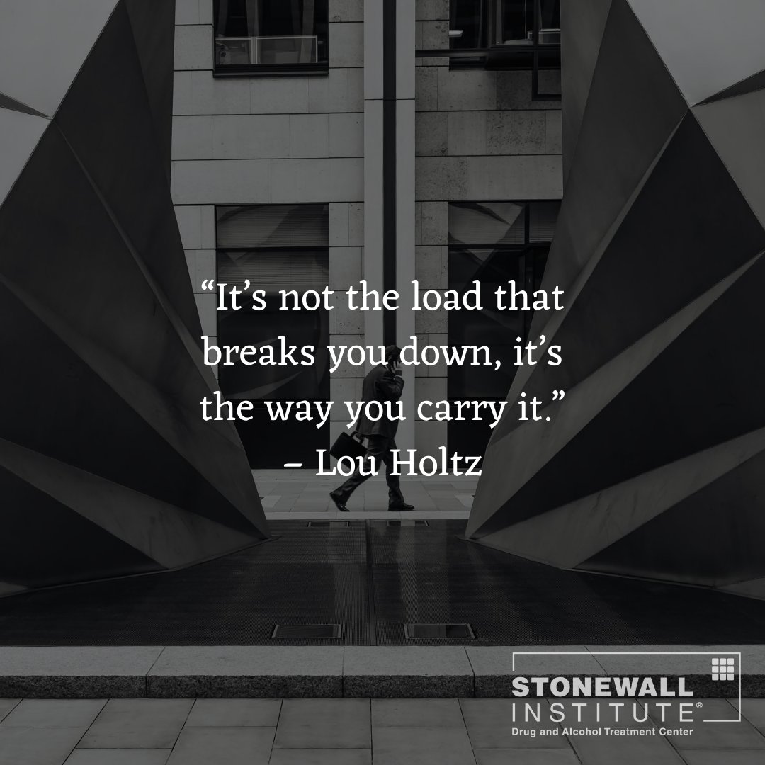 stonewall_inst's tweet photo. Some burdens can take you down if you let them. Just remember that healthy coping skills and support are vital during trying times.

#StayStrong #RecoveryWorks #StonewallInstitute https://t.co/66SSVdNbrW
