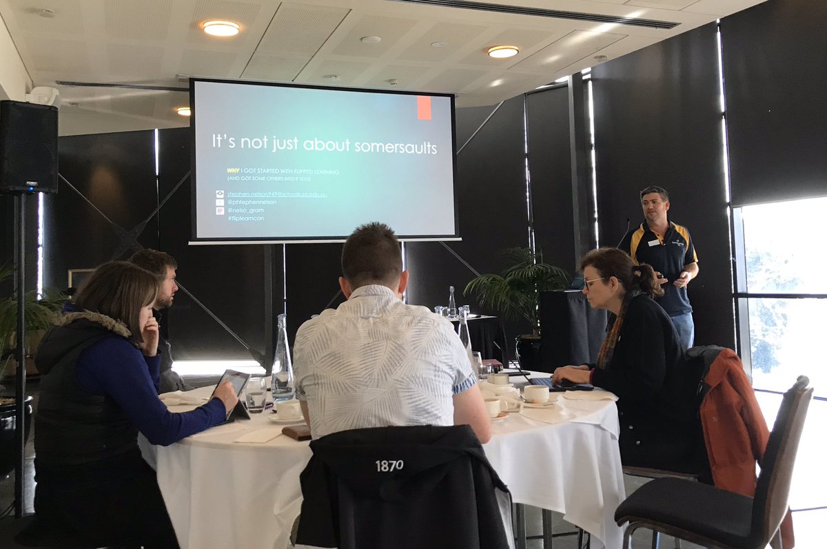 Listening to <a href="/phtephennelson/">Stephen Nelson</a> keynote presentation. ‘Why I got started with Flipped Learning - It’s not just about somersaults’. #fliplearncon <a href="/MrLeCornu/">Jeremy LeCornu</a>