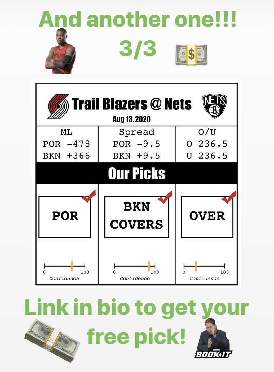 RefRatingsApp's tweet image. Another sweep with Dame time and RefRatings betting analytics! Visit the site to get you free NBA pick today! #Trailblazers #BrooklynNets #lakers #LakersNation #LakeShow #espn #NBARestart #nba #basketball #sportsbettingadvice #SportsBets #RefRatings @punchdrunk @Punkiejohnson