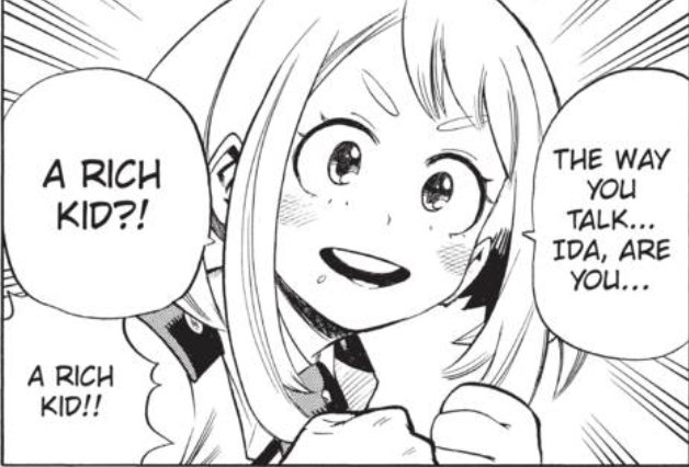 Deku describes it best, Ochako just kinda talks sometimes without really considering what the others think or how it may sound lol. Seems like it's a thing with friends more than anything. But also she's so excited about meeting a rich kid omg (hint hint)
