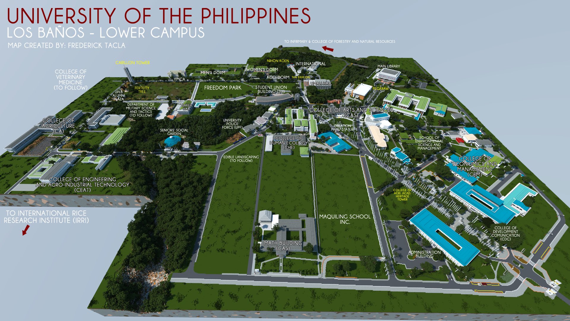 University of the Philippines Los Baños [Largest University Campus in the Philippines] 1.8:1 Scale Model in Minecraft Minecraft Map