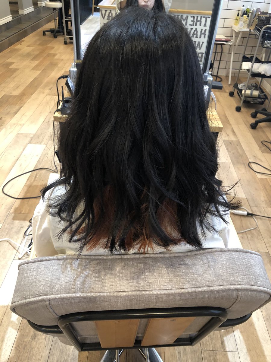 マスジュン エヌドットで作るオレンジのインナーカラー インナーカラー インナーカラーオレンジ エヌドットカラー エヌドット ヘアカラー 釧路ヘアカラー 釧路美容室 釧路 Soen Soen釧路店