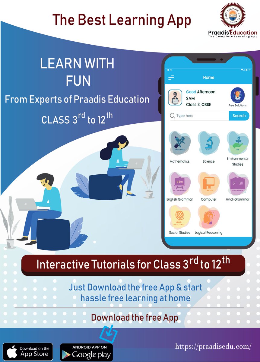 PraadisEdu's tweet photo. #Praadis #Institute of #Education presents a revolutionary #learning_app. Learn all subjects from experts of #Praadis_Education Class 3rd to 12th. #Download & See For yourself and your #child๐
โ
#Android ๐https://t.co/FrMn4blmdX
โ
#IOS ๐https://t.co/NLq5OJKhbX
#Maths, #English https://t.co/g0AfeIq9fa