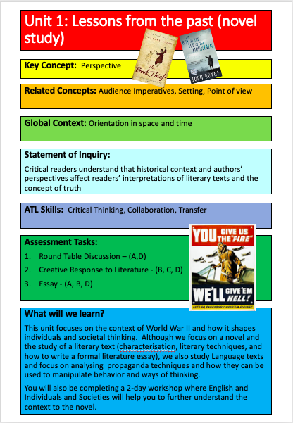 ms_emh52's tweet photo. Inspired by @MissM0Eng3 I've created student booklets for the Year 7 and Year 9 #MYP course. Introduces them to #keyconcepts, #globalcontexts, #assessment and all the individual units. Thinking of sharing with parents too for greater course clarity. #IBLearning https://t.co/S2Y0u2GMjy