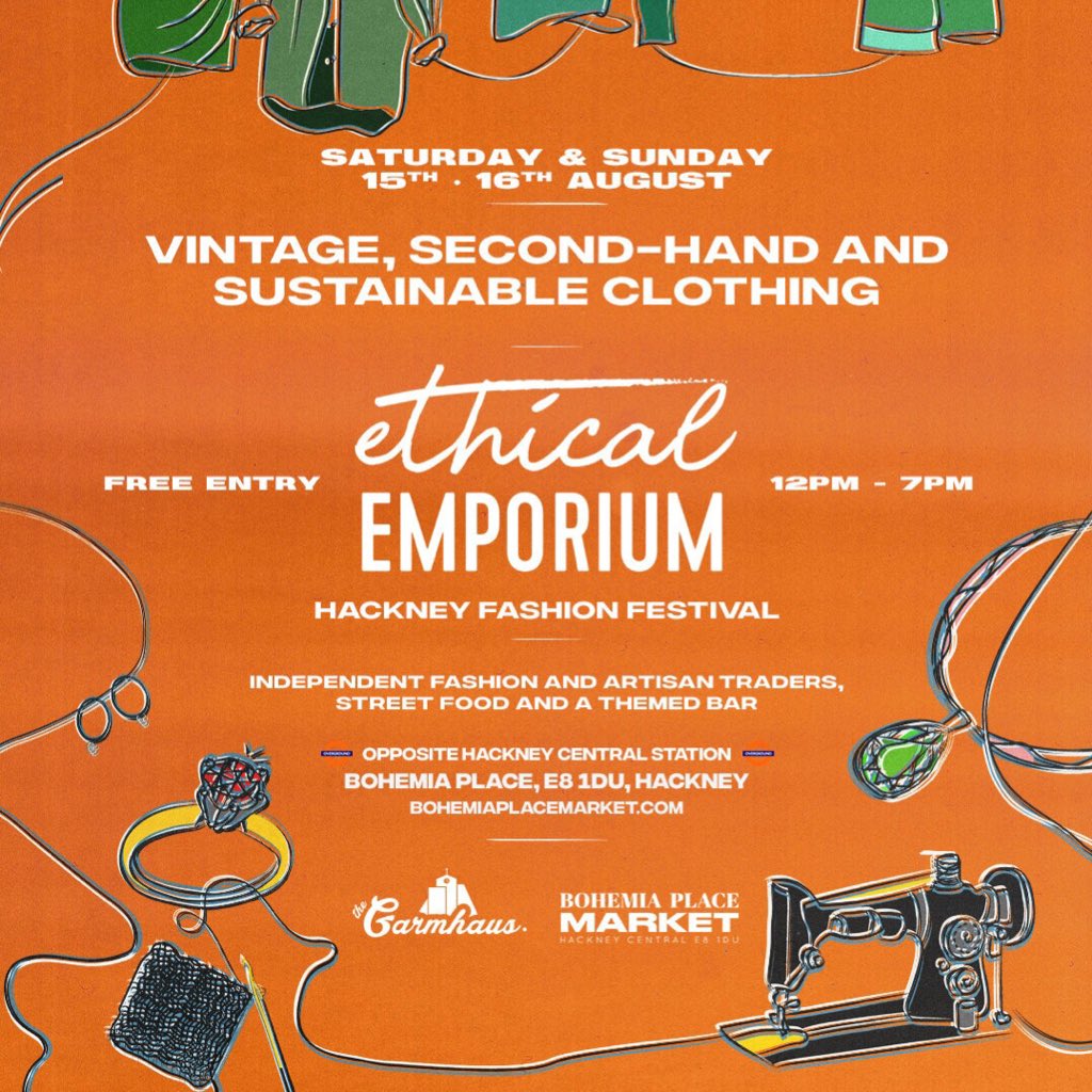 The Ethical Emporium market comes to #BohemiaPlace this Sat/Sun 12-7pm. Vintage, 2nd-hand, sustainably and ethically made clothing - and lots more to discover in #Hackney 🌍♻️💚