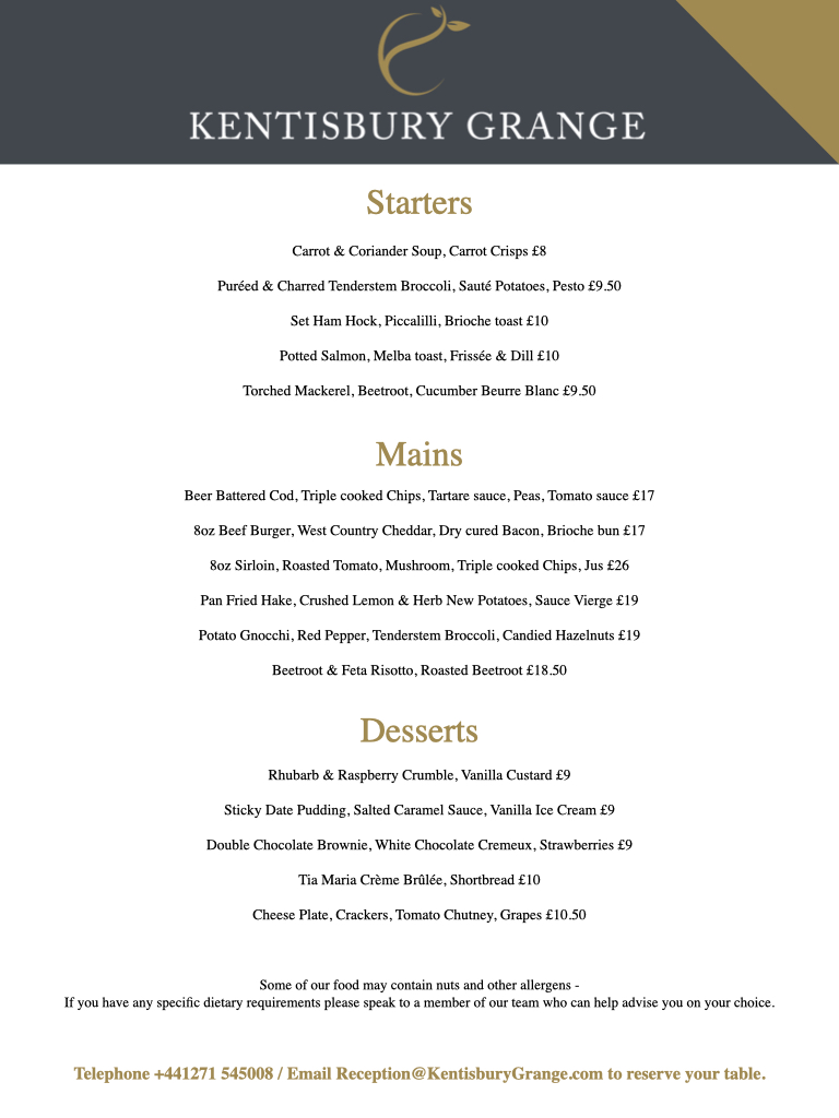 The Coach House Restaurant At Kentisbury Grange tweet media