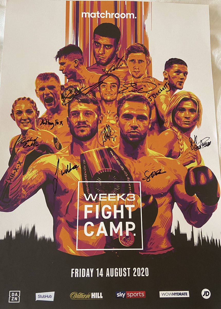 MatchroomBoxing's tweet image. Competition 👊

🔁 Simply RT to be in with a chance of winning this signed #FightCamp3 print 🖼 

Winner picked at random tomorrow! 

#CashWelborn #BarrettDonovan #CourtenayBall #ConwayMansouri #DochertyFox #FightCamp