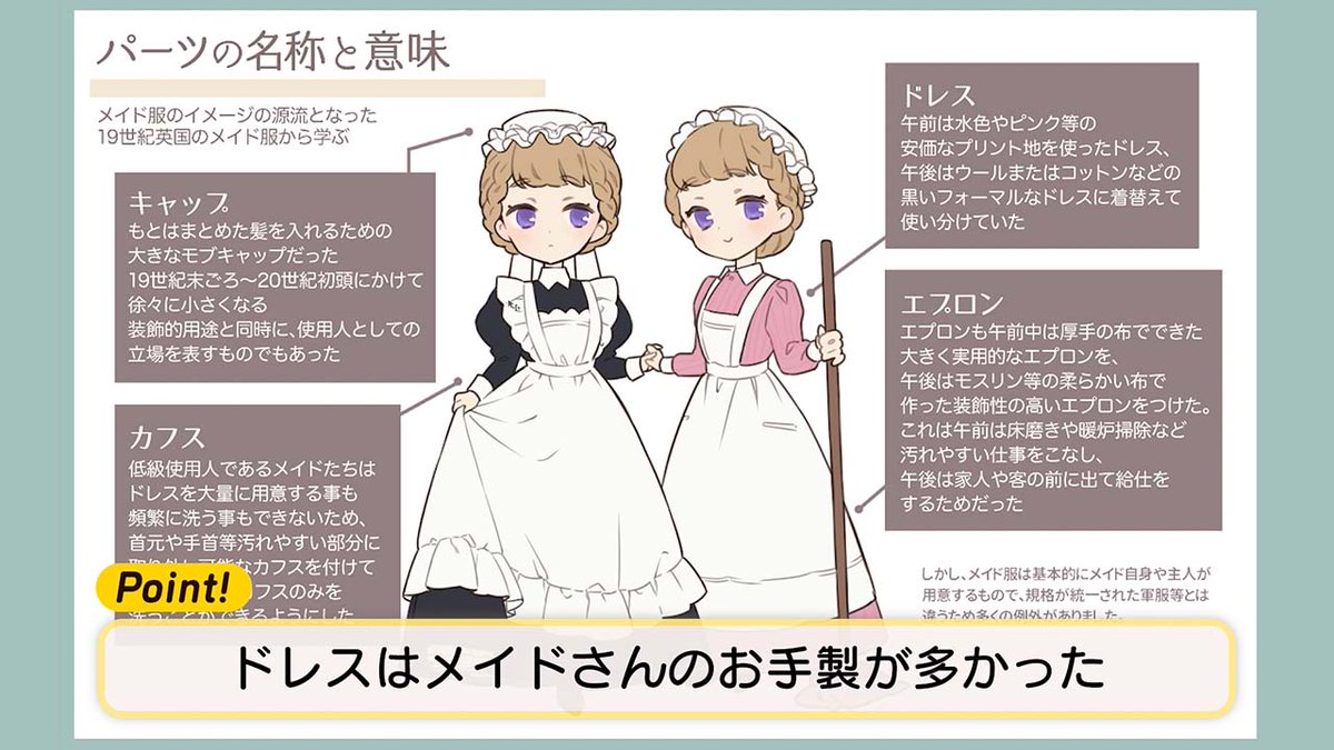 お絵かき講座パルミー 新講座のお知らせです メイド服の描き方講座 が開講しました この講座ではメイド服を徹底解説 メイド服の成り立ちやバリエーション 描き方のポイントなどボリューム満載でお届けします メイド服に興味がある メイド服の