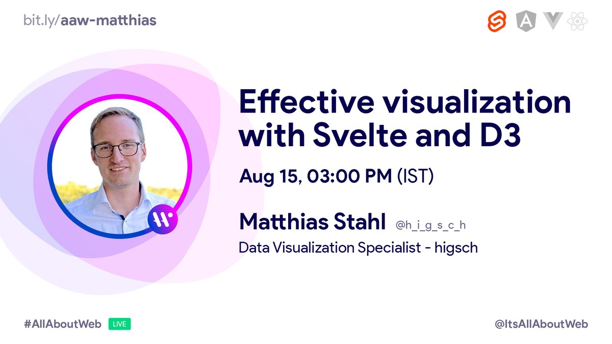 SiddAjmera's tweet image. Citizens of the #web, we&apos;re hosting 4 amazing speakers tomorrow at &quot;The #Perf Sprint for Web&quot;. They&apos;ll be talking about @angular, @reactjs, @vuejs, &amp;amp; @sveltejs.

Subscribe here: bit.ly/aawYouTube
Hit the 🔔 to get notified.

#Angular #reactjs #vuejs #sveltejs #javascript
👇