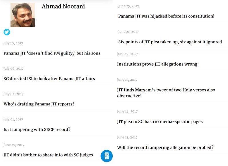 Ahmad Noorani's fair & honest journalism in the past. Who is pulling the strings this time?