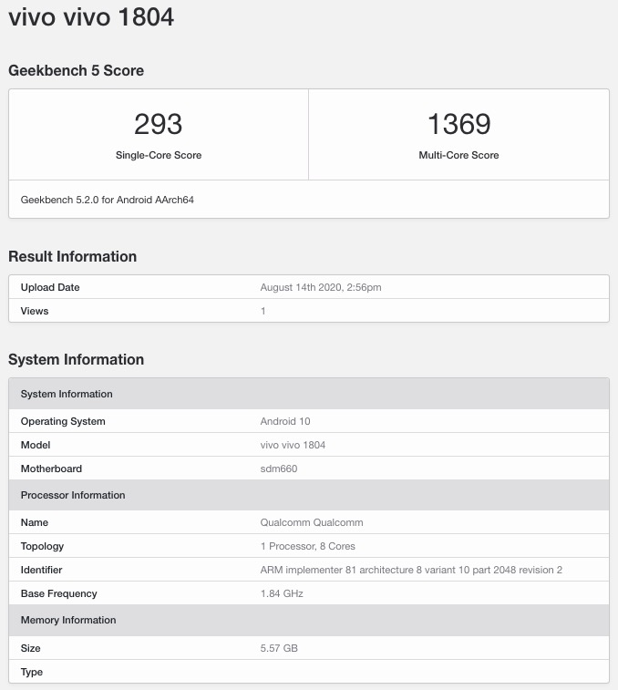 smartvenkat95's tweet photo. Vivo V11 Pro (1804) gets Android 10, appeared on Geekbench database
#VivoV11Pro #VivoV11 #VivoV11Series #Vivo #Android10 https://t.co/urNV9i0voZ