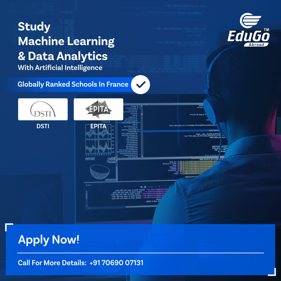 Edugo_Abroad's tweet image. Study Data Analytics With Artificial Intelligence &amp;amp; Machine Learning programmes from the top recognized universities of France &amp;amp; make a successful career where the future belongs to computing.👨‍💻
To know more, call us today: 70690 07131
#StudyInFrance #DataAnalytics #FallIntake