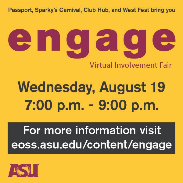 mouseketeersASU's tweet photo. Calling all Mouseketeers! Come chat with us at Engage. New and old members are welcome to ask questions about the semester or just discuss Disney (because we miss it too!) ✨

Join us Wednesday, August 19 from 7-9 p.m. 

Follow the link and find our club! https://t.co/bXO7vG6yvr https://t.co/YFVGDVVKTB
